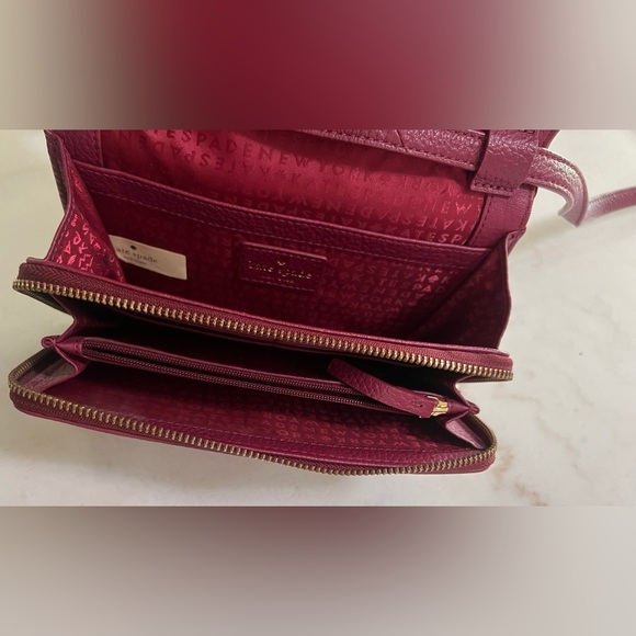 Kate Spade Chester Street Avie Burgundy Leather Crossbody Bag with Tassel Pebble - Picture 4 of 11